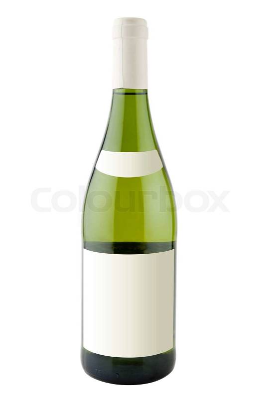 Bottle of white wine with blank labels isolated on white background ...