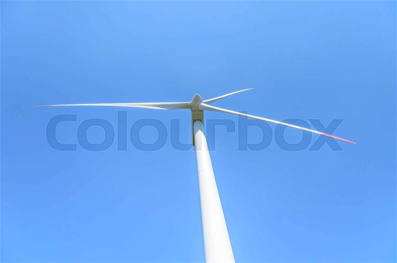 The blades of the wind motor against the sky. Close-up, stock photo