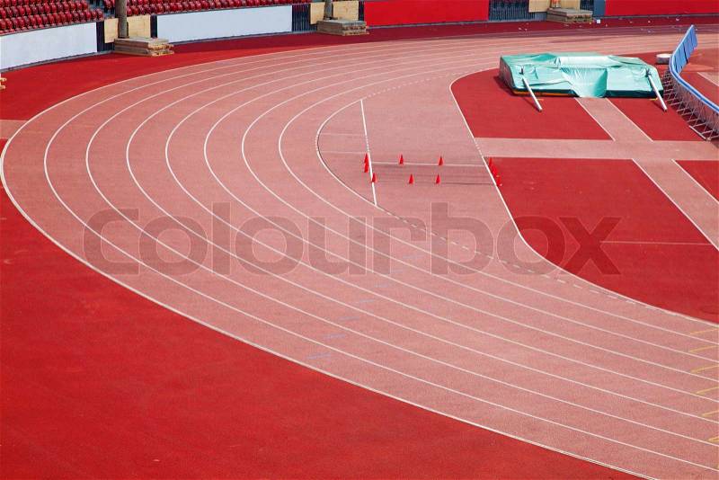 Running tracks of the Zurich city stadium, stock photo