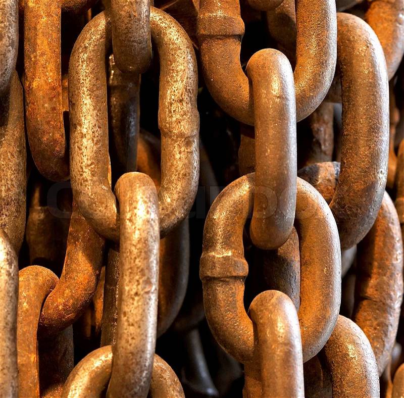 Abstract of Thick Rusty Chain Background Image, stock photo