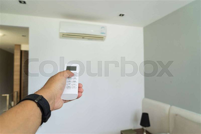 Abstract scene of push remote air controls in the room - can use to display or montage on product, stock photo