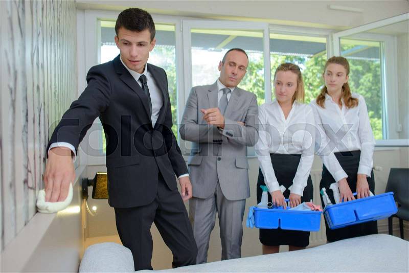 Cleaning demonstration, stock photo