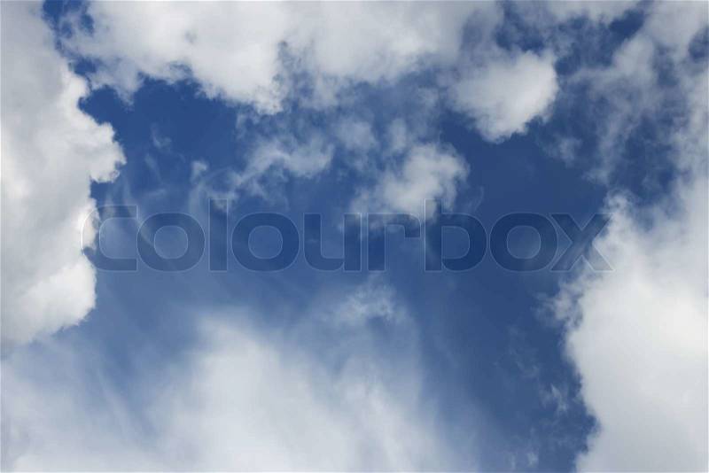 Light white clouds and blur sky, warm summer day, stock photo