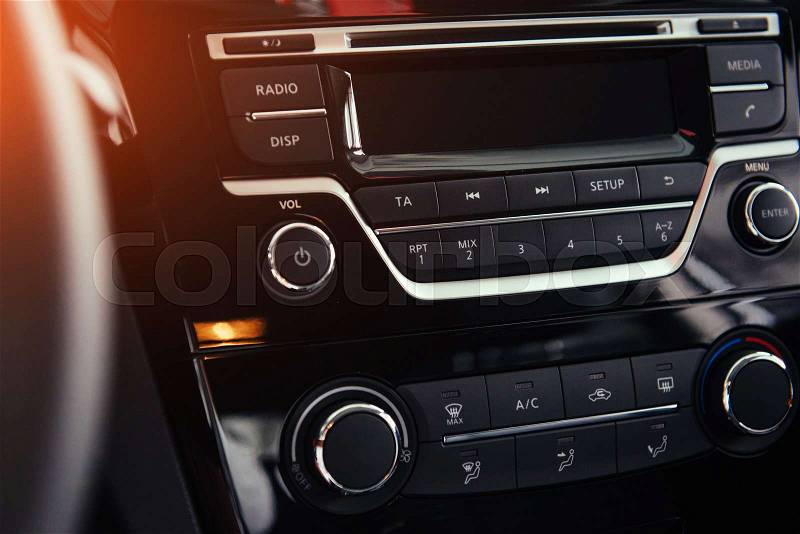 Car audio system front panel, stock photo