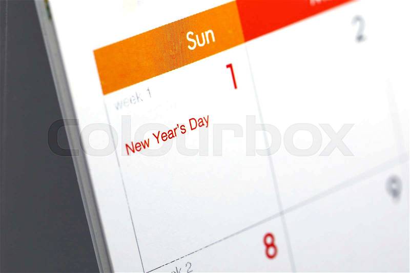 Desktop calendar blank schedule of 1 january 2017, day of happy new year\'s day, stock photo