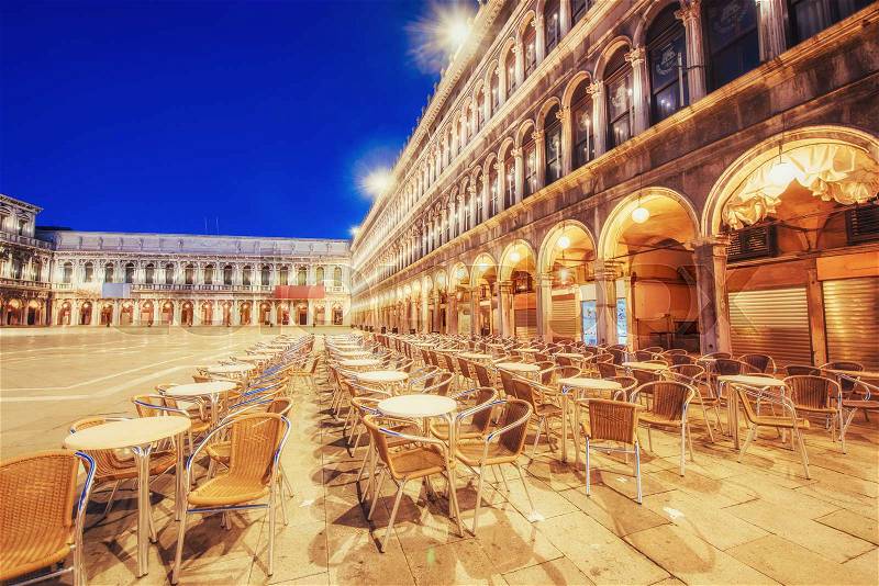 Images of St. Mark\'s Square (Piazza San Marco) in Venice at sunrise. Venice. Italy. Europe, stock photo