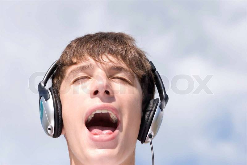 Young dj screaming (music concept, special toned ,focus on center of photo), stock photo