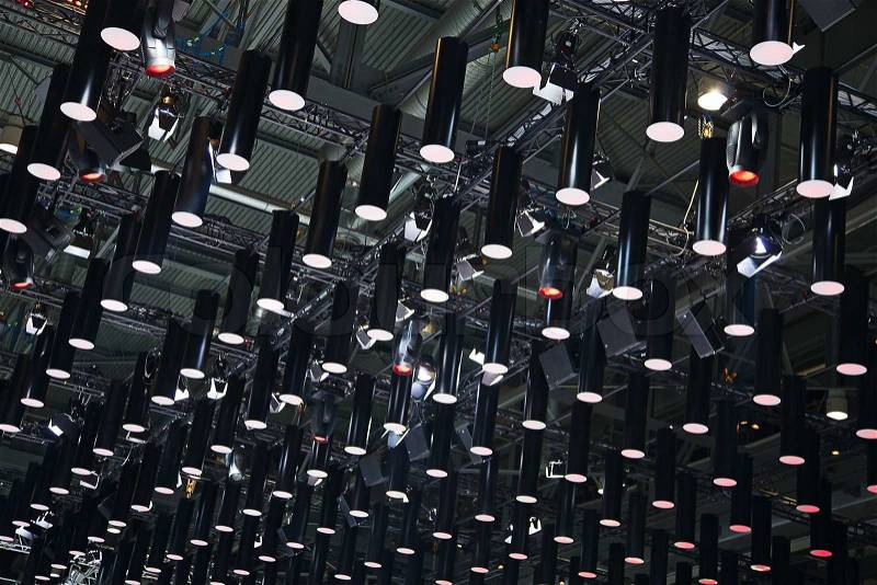 Structures of stage illumination lights equipment, stock photo