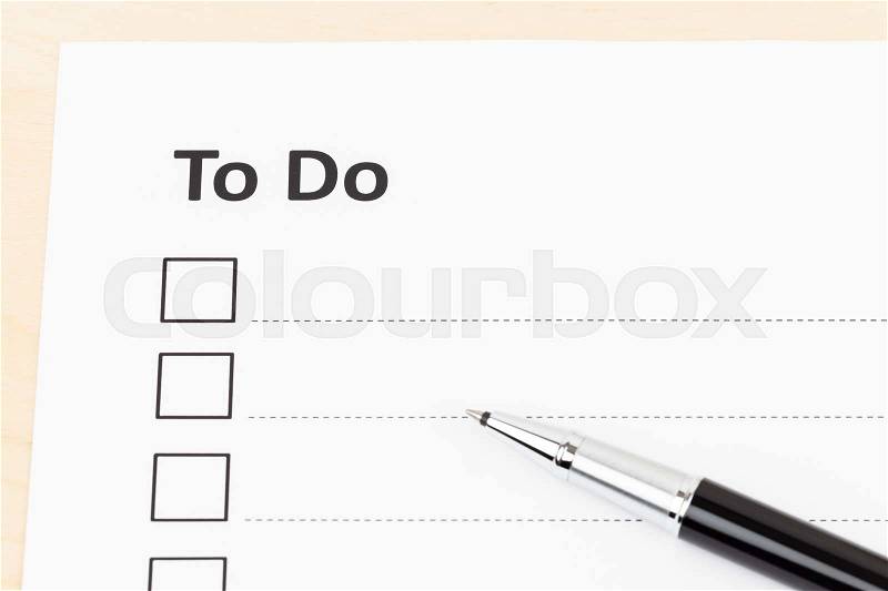 Blank to do list with pen, stock photo