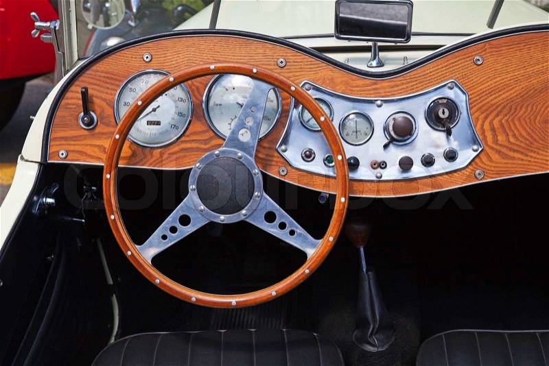 Dashboard of the vintage car, stock photo