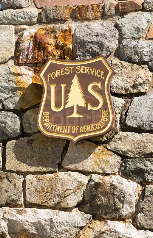 US National Forest Service Sign Department of Agriculture, stock photo