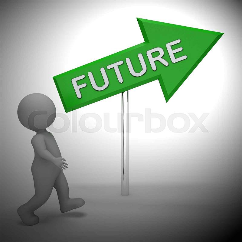 Future Arrow Sign Shows Forecasting Vision 3d Rendering, stock photo