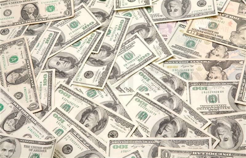 Money background from usa cash, focus point on center, stock photo