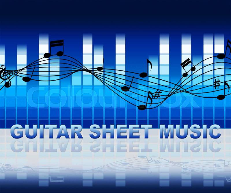 Guitar Sheet Music With Notes Notation Shows Musical Score, stock photo