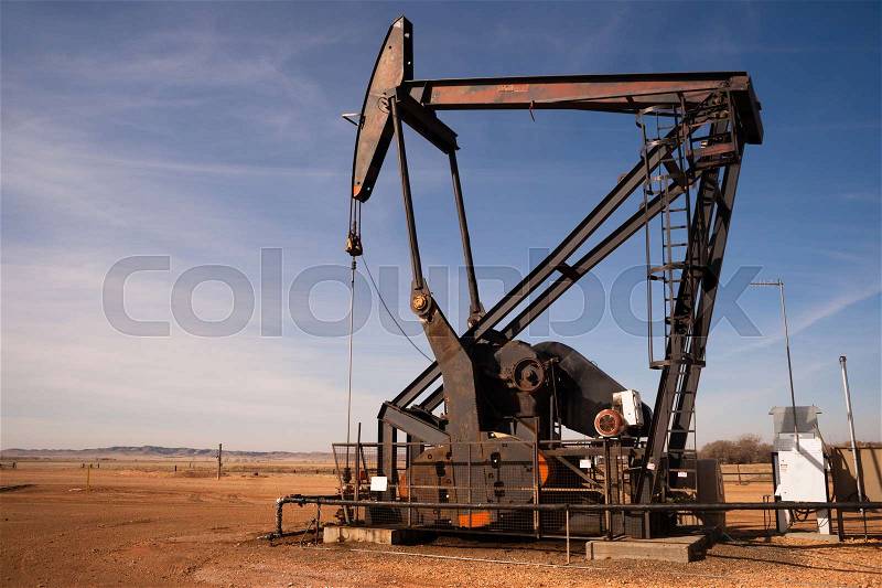 North Dakota Oil Pump Jack Fracking Crude Extraction Machine, stock photo