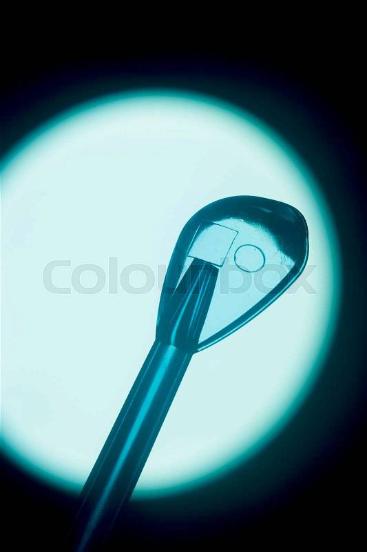 Water spray interdental cleaner head to liquid floss the tongue in brushing and cleaning of teeth, stock photo