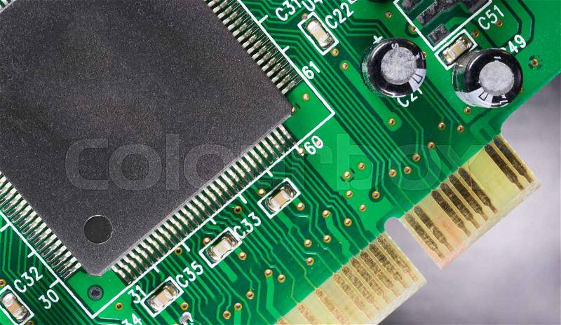 Computer Component Circuit Board Memory Processor Networking Card, stock photo
