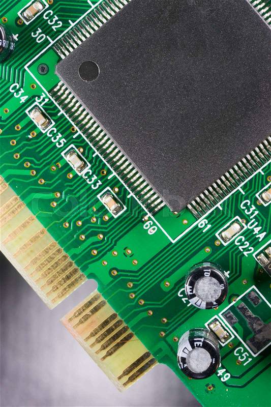 Computer Component Circuit Board Memory Processor Networking Card, stock photo