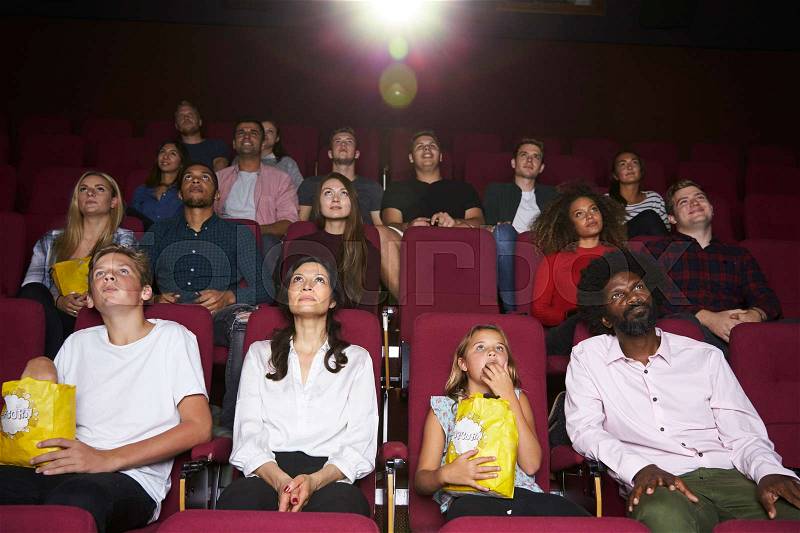 Audience In Cinema Watching Film, stock photo