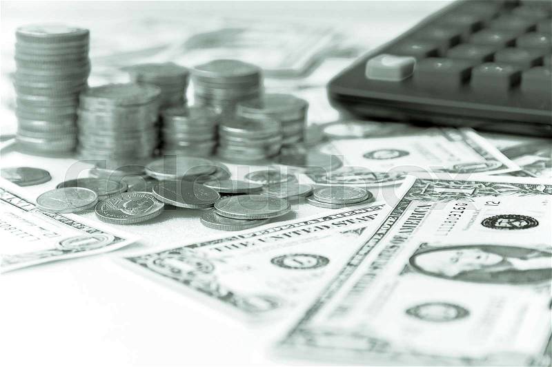 Coins and dollars background,Finance concept, stock photo