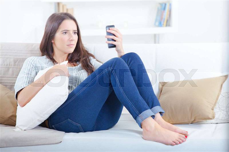Worrying text message, stock photo