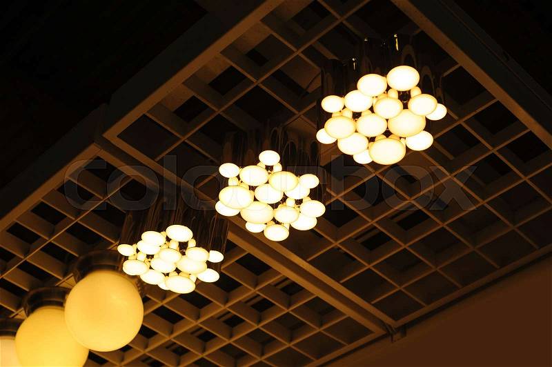 Designer lamps on the wall with soft light, stock photo