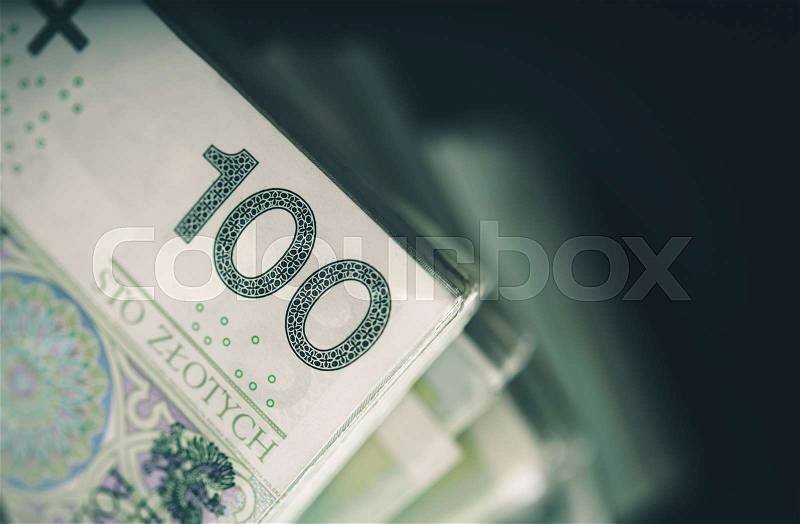 Pile of Polish Zloty Cash Money. Polish Currency Business and Financial Concept Photo. Zloty Banknotes, stock photo