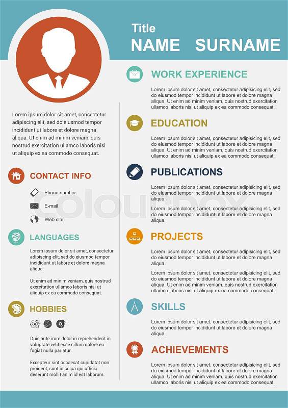 infographic template with icons for cv  personal profile