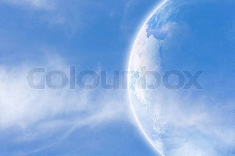 Idyllic peaceful view, planet Earth in space, stock photo