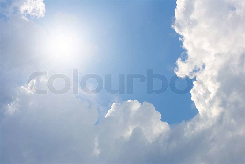 Peaceful sky, bright sun, light from sky, stock photo