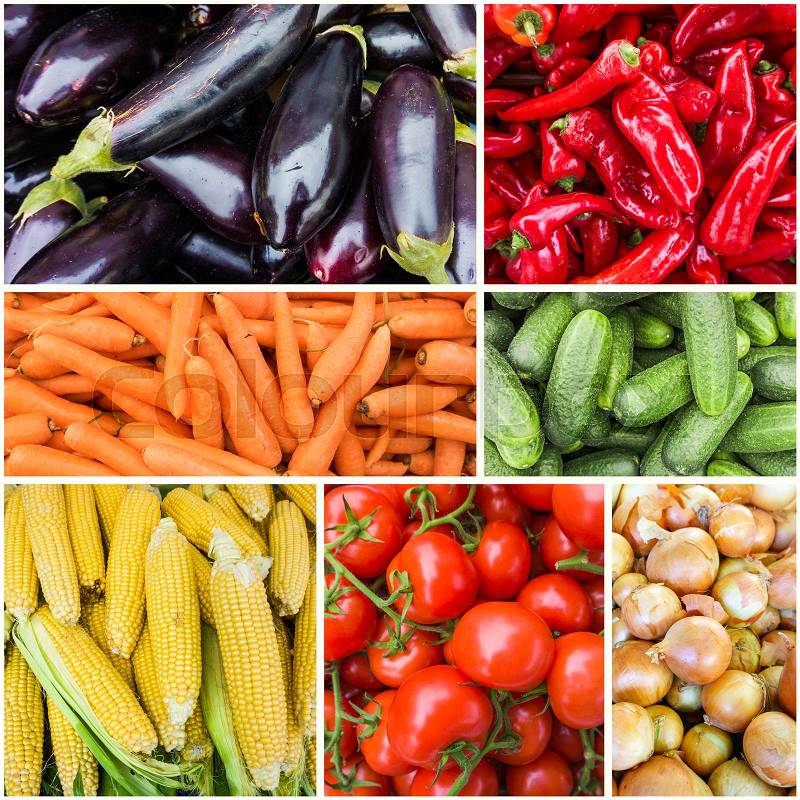 Collages of fresh vegetables. vegetables background, stock photo