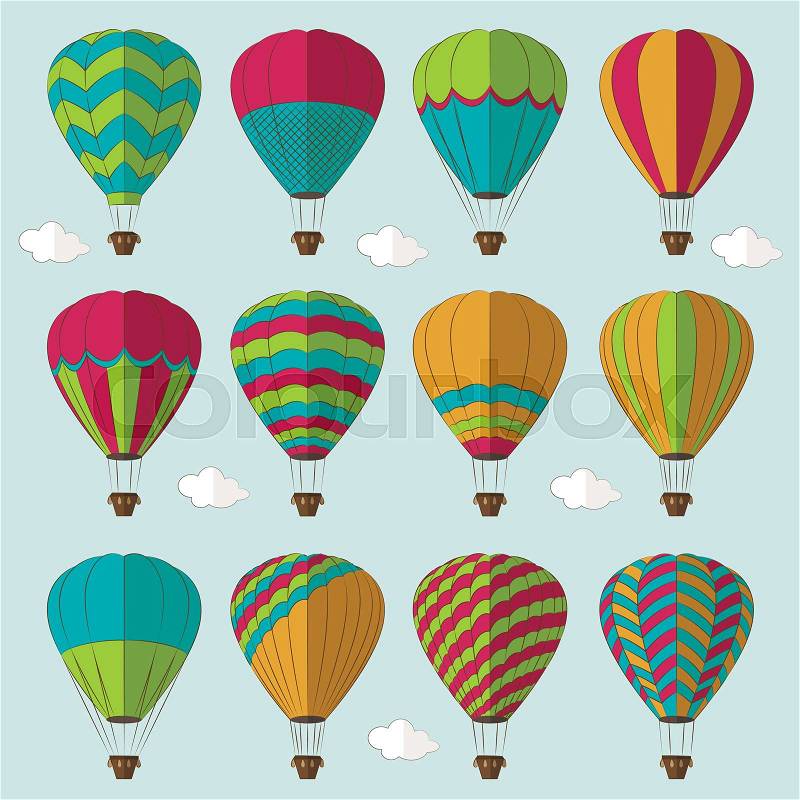 Colorful hot air balloons set. Vector illustration, EPS 10, vector
