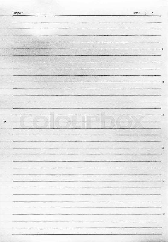 Notebook paper texture with lines, abstract background, stock photo