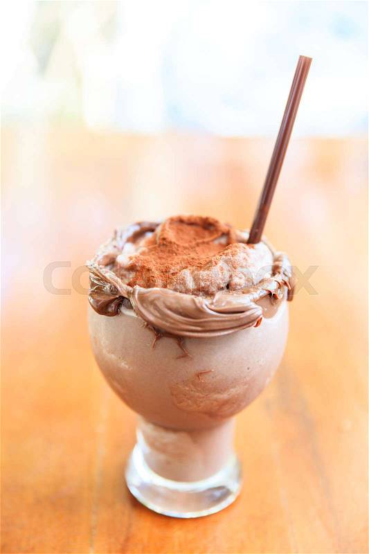 A cold chocolate shake and nutella, stock photo