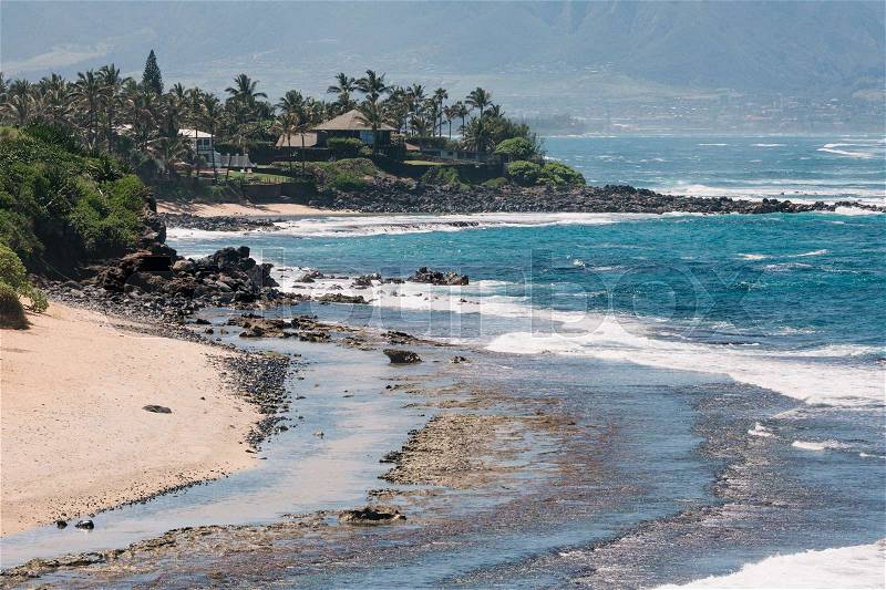 Tropical beach on Hawaii, USA, stock photo