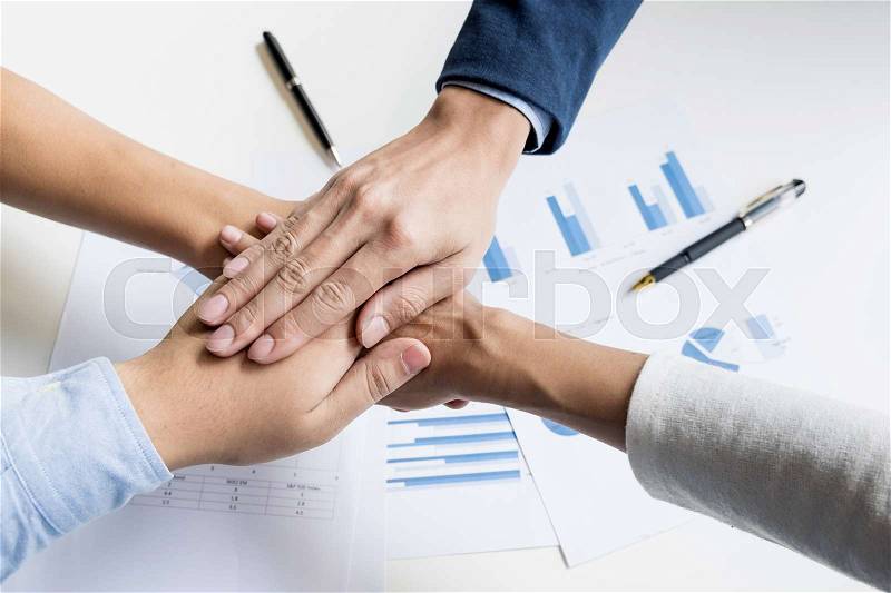Teamwork Power Successful business Meeting Workplace Concept, stock photo