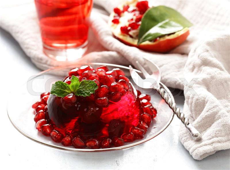 Berry fruit jelly with fresh fruits - summer dessert, stock photo