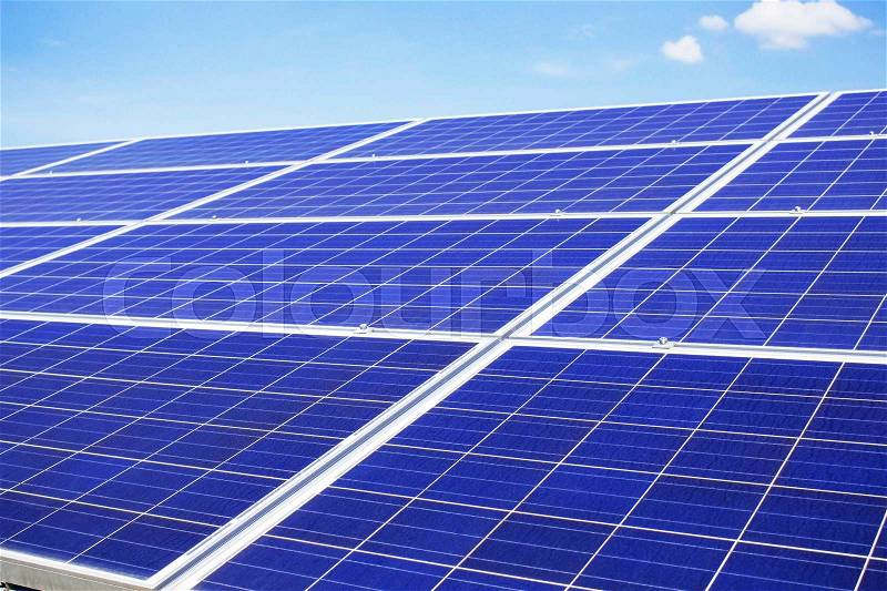 Solar panels with the blue sky, stock photo