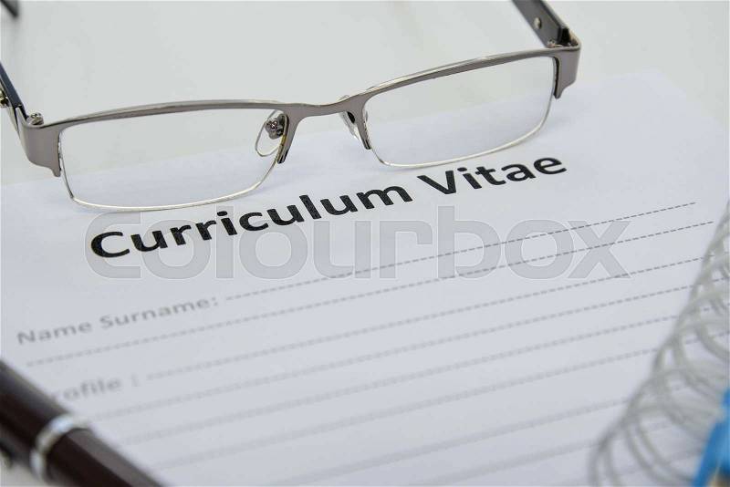 Draft of Curriculum Vitae, stock photo