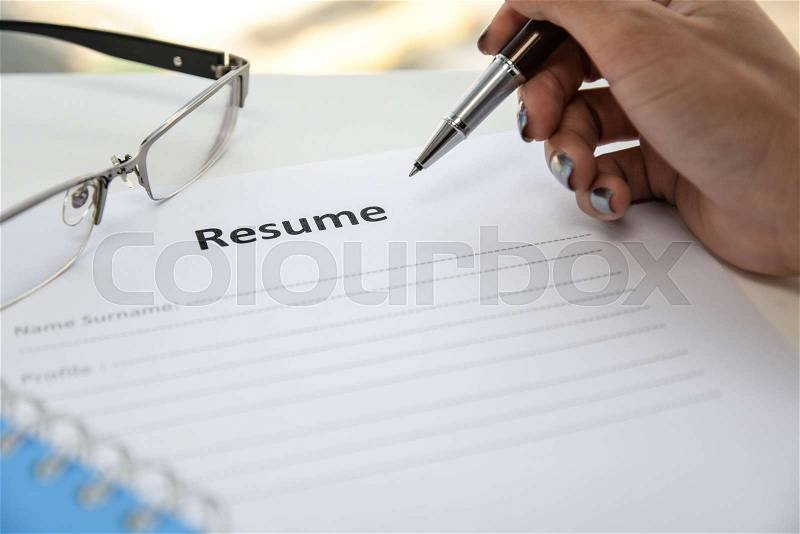 Writing Resume, stock photo
