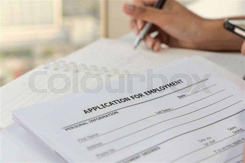 Applying the Application form to applying job, stock photo