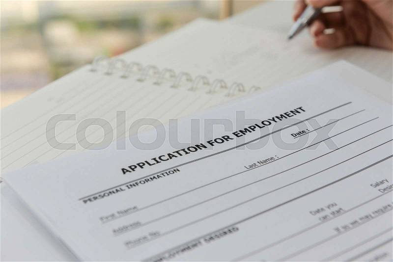 Applying the Application form to applying job, stock photo