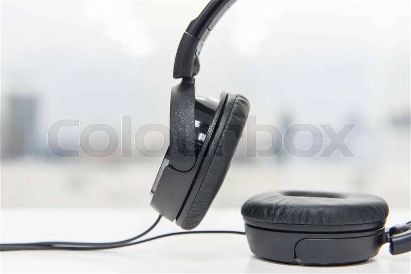 Black Over Ear Headphones - Close up, stock photo