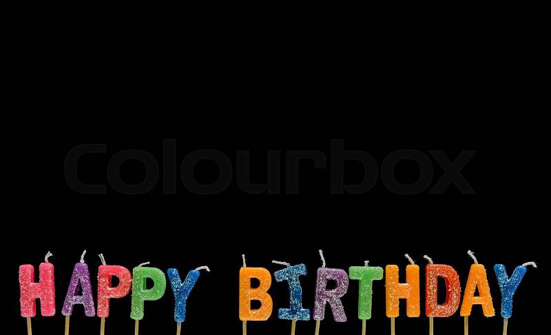 Colorful of happy birthday candle on the black screen, stock photo