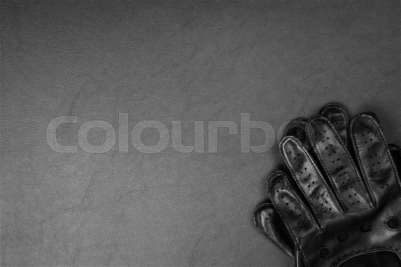 Pair of leather driving gloves, stock photo