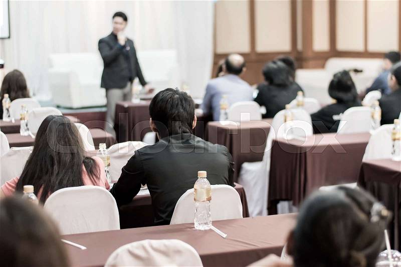 Business concept : asia people listen in business seminar presentation hall of hotel room,selective focus, stock photo