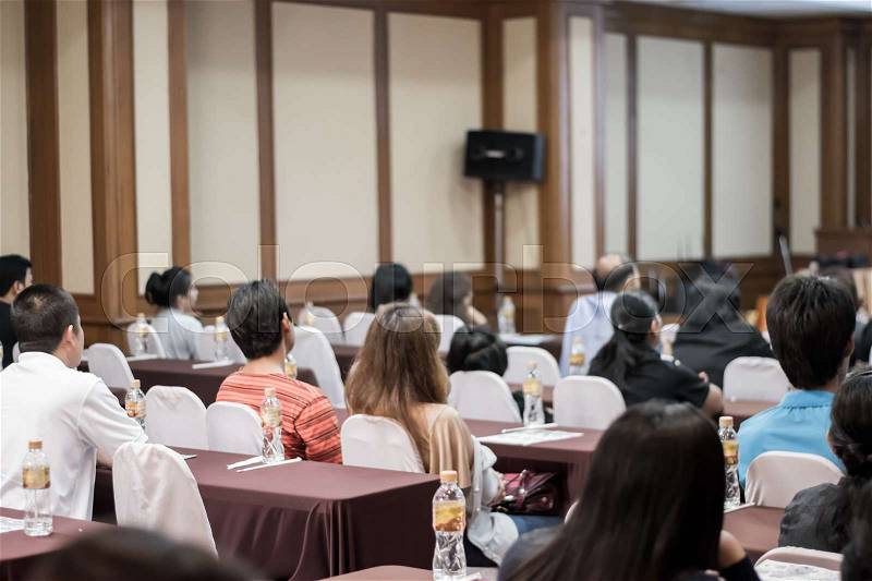 Business concept : asia people listen in business seminar presentation hall of hotel room,selective focus, stock photo