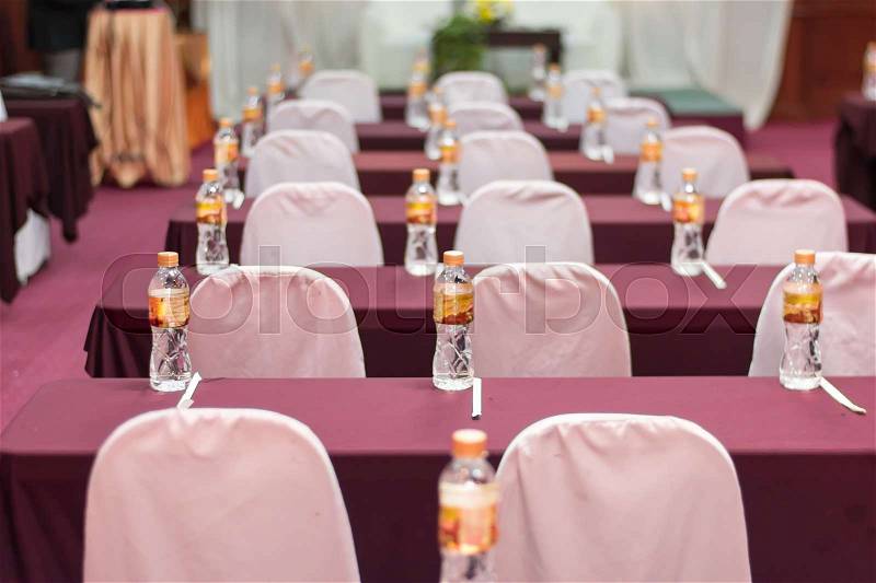 Empty business seminar hall of hotel room for asia people listen presentation,selective focus, stock photo