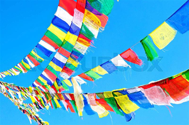 Tibetan prayer flags,Nepal, stock photo