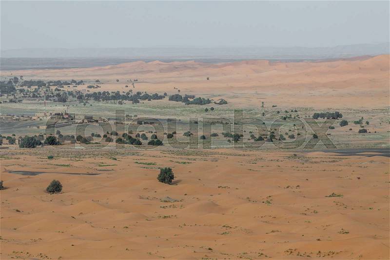 Sand dunes in the Sahara Desert, Morocco, stock photo
